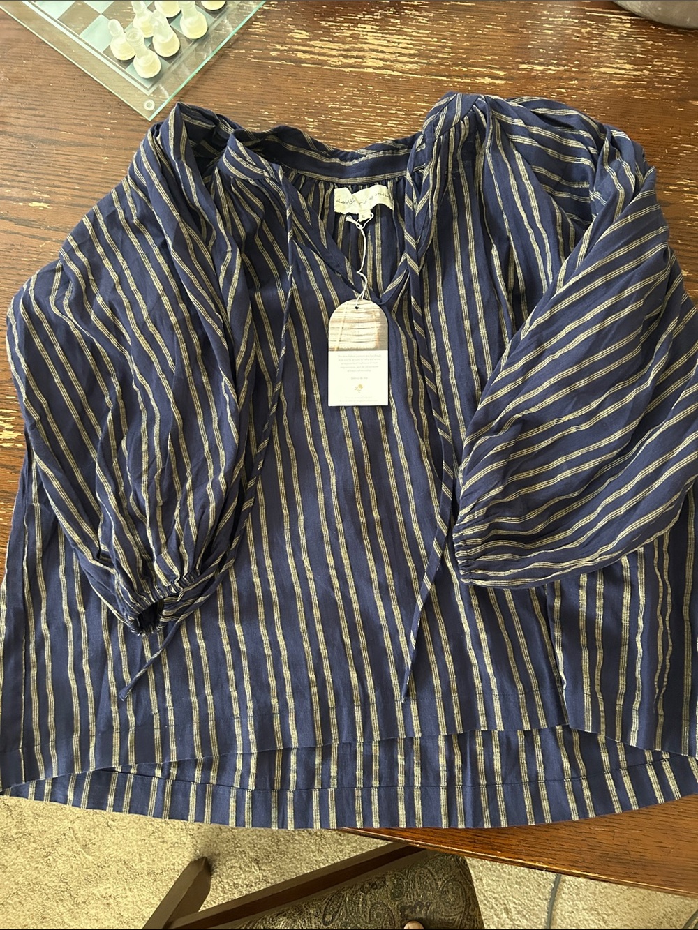 Daughters of India Striped Peasant Blouse